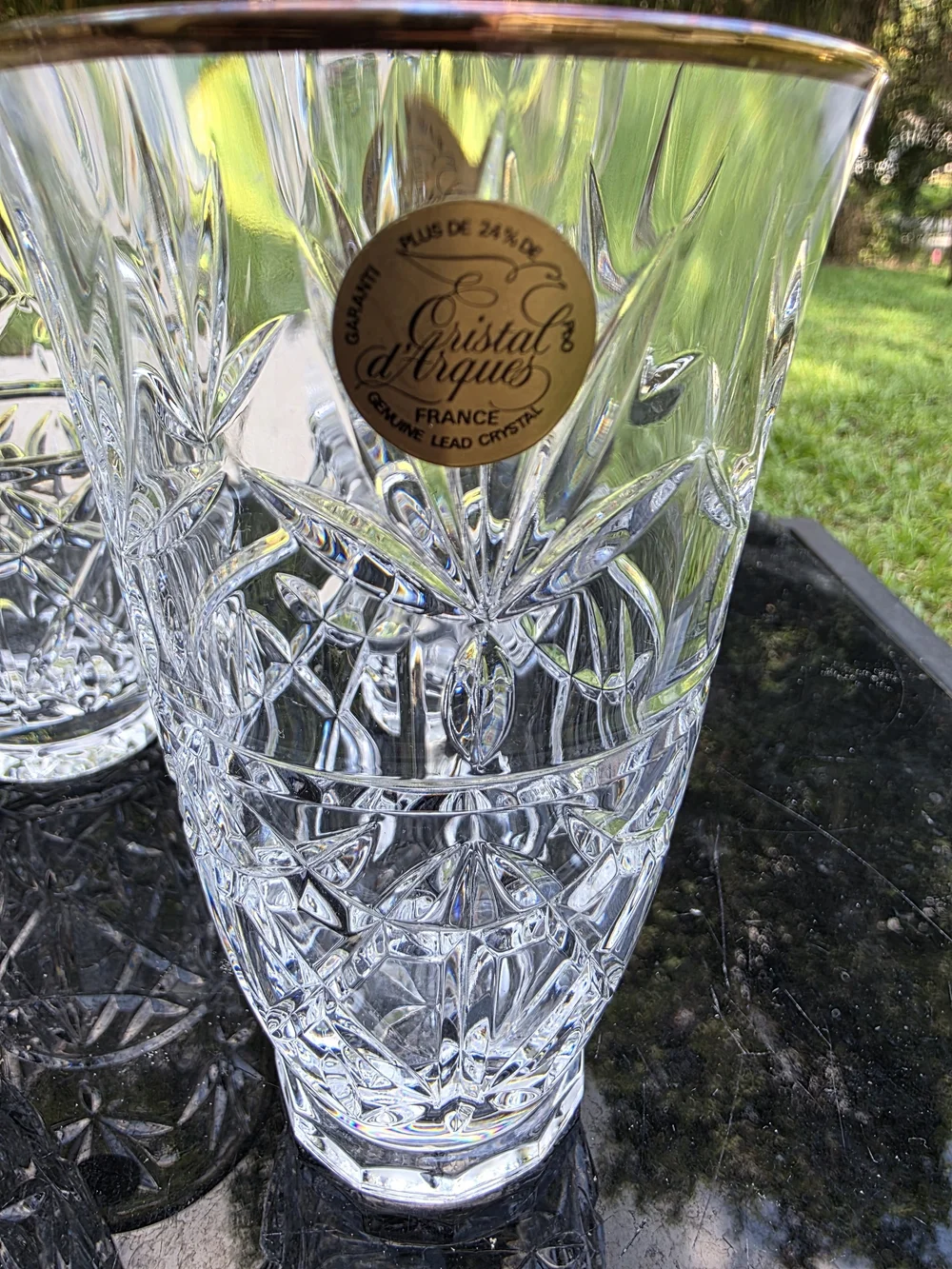Cristal d’Arques Durand Joanna Gold Rim Crystal Highball Tumbler Glas– Set of 4